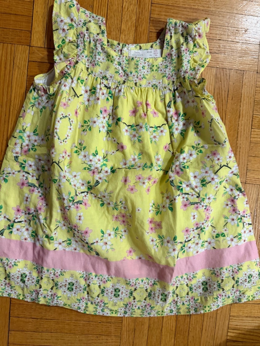 Zara Yellow Floral Dress with Pink Accents